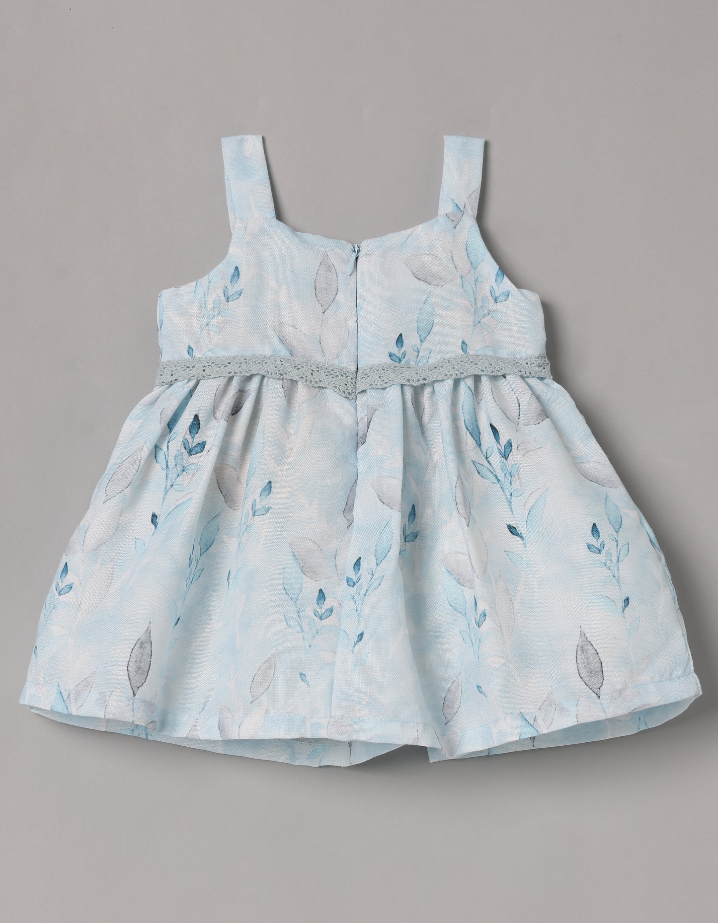 Aomi cotton blend Floral Leaf Print Sleeveless With Lace Waist Detail Dress - Green