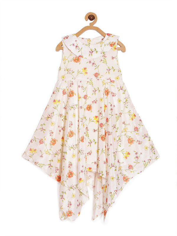 aomi Georgette Girls Peter Pan Collar Dress, White