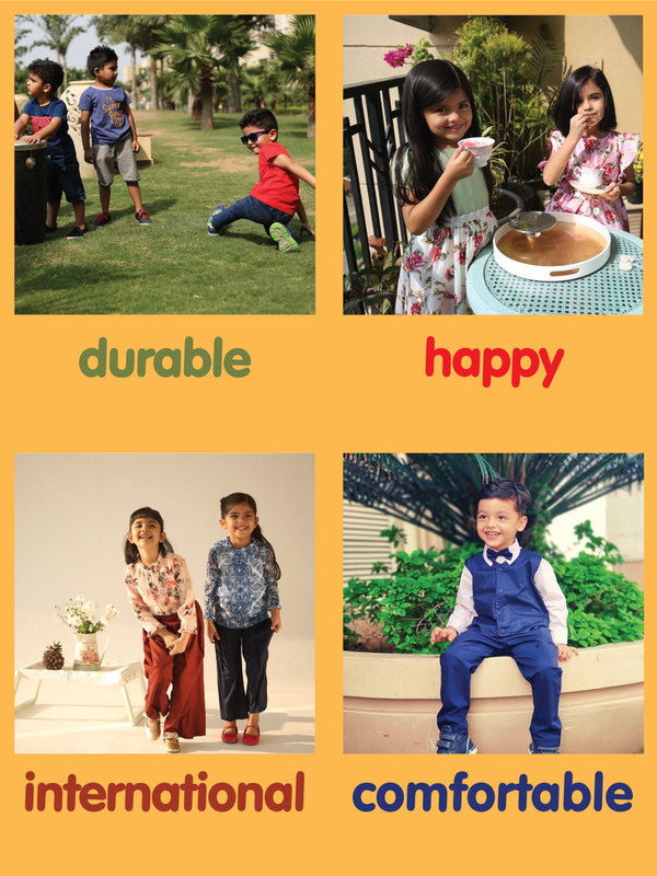 aomi Cotton Infant Smocked Dress with Flutter Sleeves and Lace, Blue