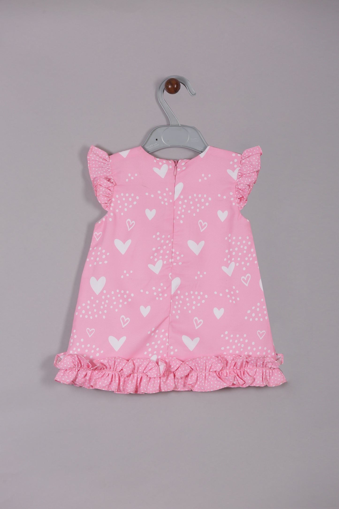 CHARMING HEART AND POLKA DOT DRESS, BLUE & PINK