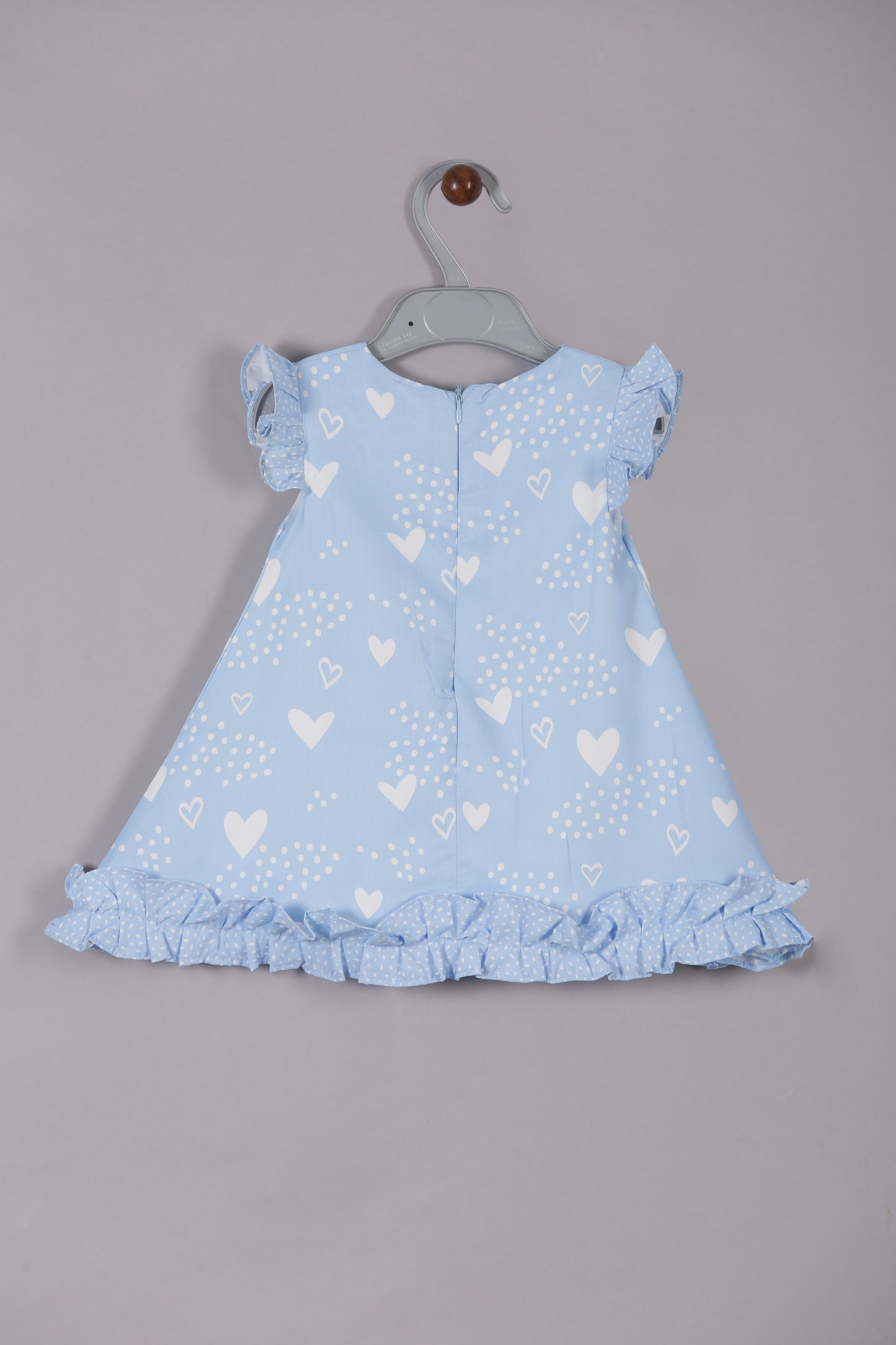 CHARMING HEART AND POLKA DOT DRESS, BLUE & PINK