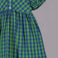 Aomi cotton poly Poly Cotton Gingham Check Puff Sleeve With Front Buttons Dress - Green