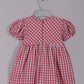 Aomi cotton poly Poly Cotton Gingham Check Puff Sleeve With Front Buttons Dress - Red