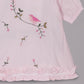 Aomi Cotton Poly Cotton Embroidered Puff Sleeve With Ruffle Hem Dress - Pink