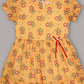 Minimaio Cotton Woven Lenten Sleeves Floral Printed Dress - Mustard
