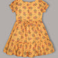 Minimaio Cotton Woven Lenten Sleeves Floral Printed Dress - Mustard