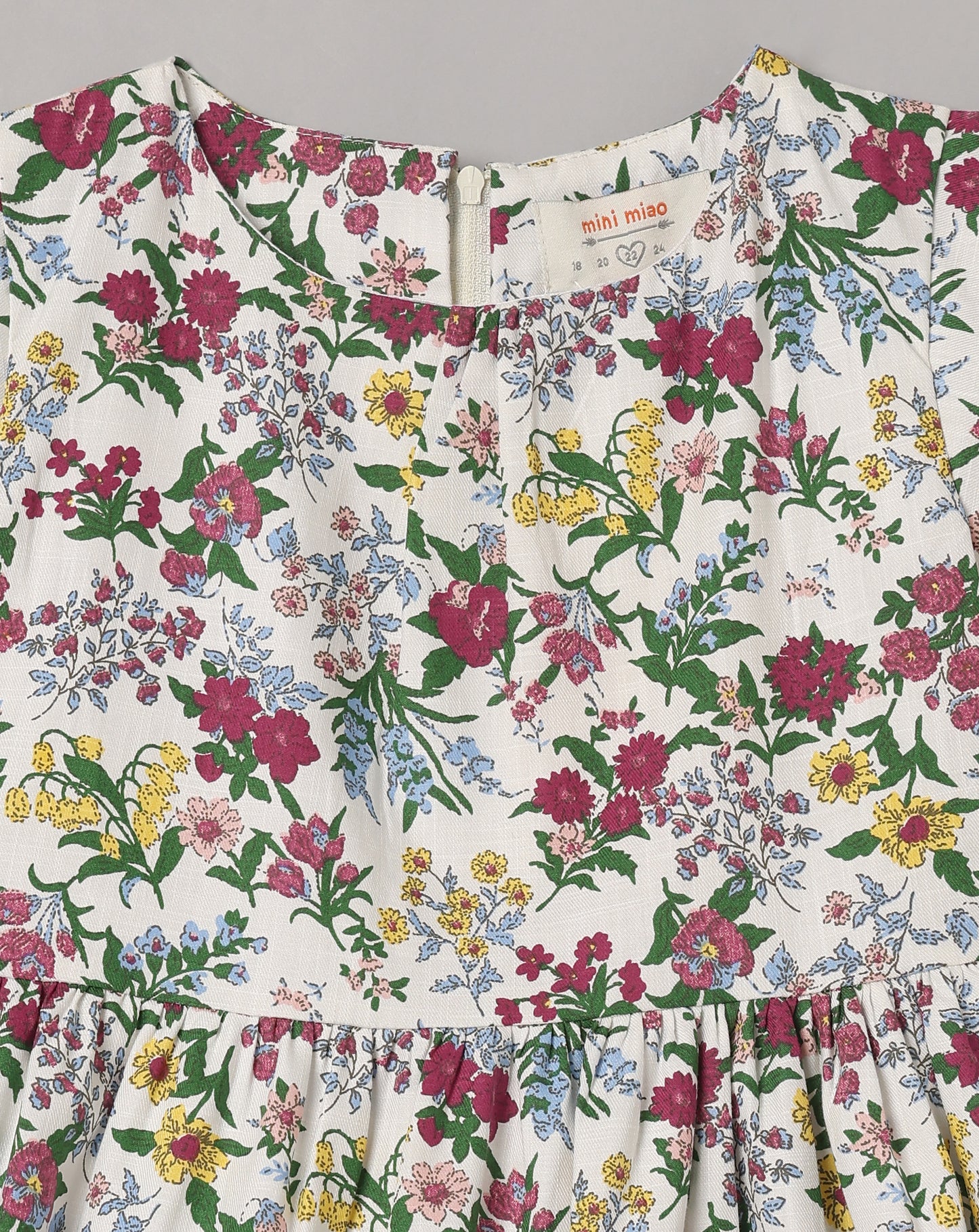 Minimaio Cotton Woven Short Sleeves Floral Printed Dress -  White