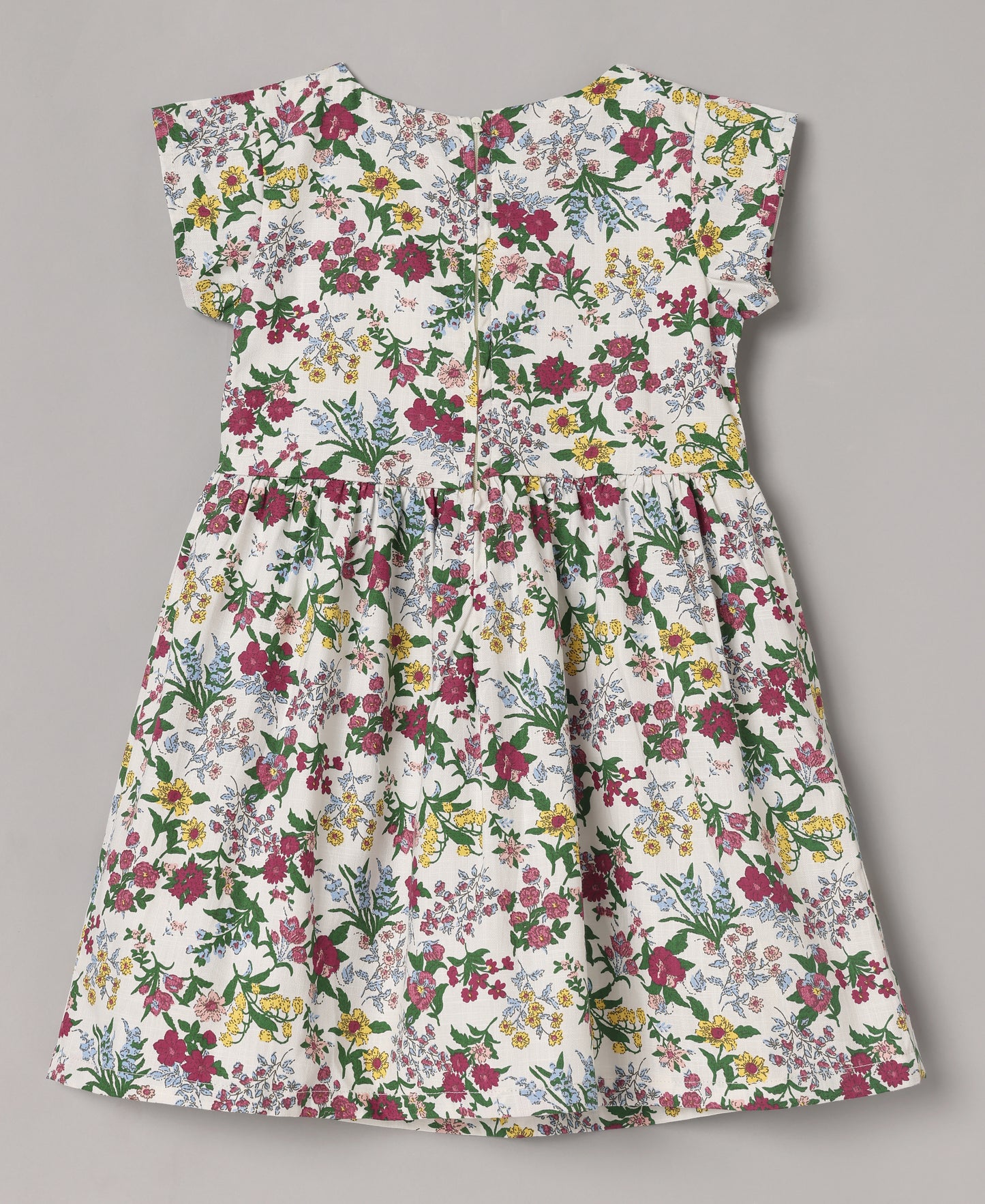 Minimaio Cotton Woven Short Sleeves Floral Printed Dress -  White