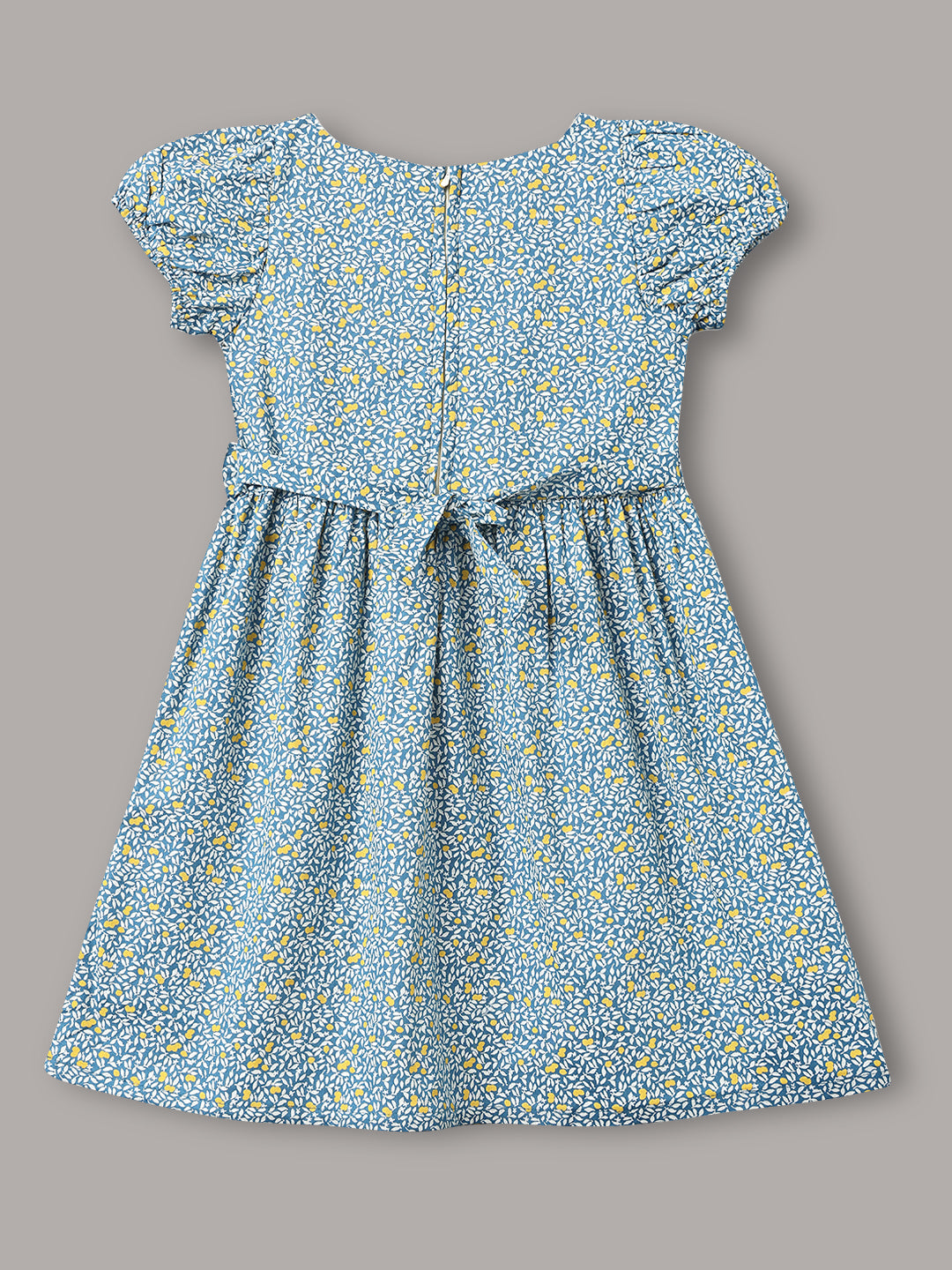 Minimaio Cotton Woven Lenten Sleeves Floral Printed Dress -  Blue