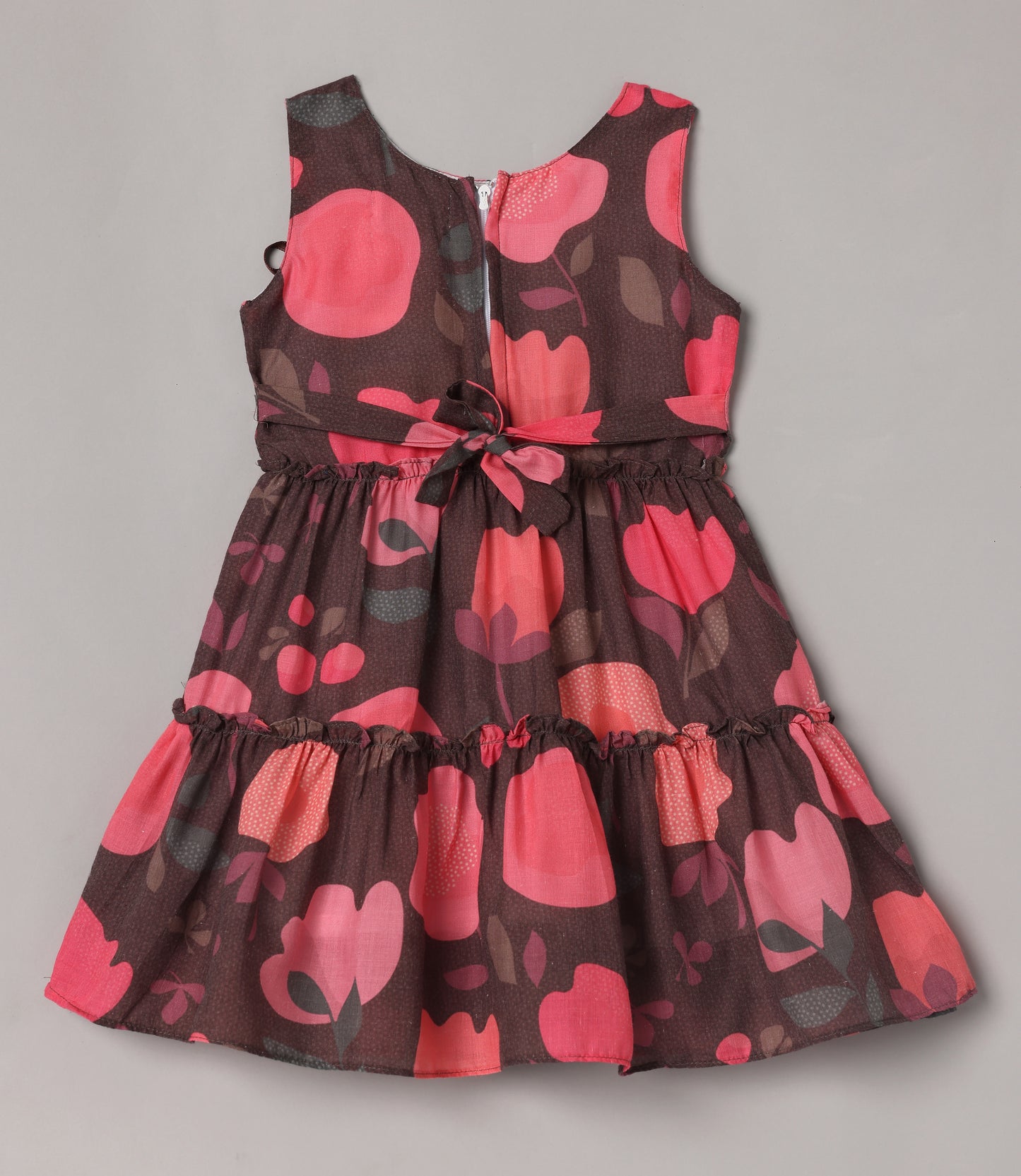 Minimaio Cotton Woven  Sleevesless Floral Printed Dress - Brown