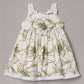 Aomi cotton Floral Printed Sleeveless With Lace Strap Bow Detail & Cotton Lining Dress - Green
