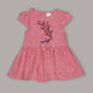 Aomi cotton Embroidered Floral Cap Sleeve With Bow Detail & Cotton Lining Dress - Pink