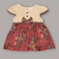 Aomi Cotton Floral Printed Cap Sleeve With Bow Detail, Button Accent & Cotton Lining Dress - Wine