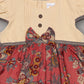 Aomi Cotton Floral Printed Cap Sleeve With Bow Detail, Button Accent & Cotton Lining Dress - Wine
