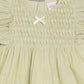Aomi Cotton Smocked Flutter Sleeve With Bow Detail & Cotton Lining Dress - Green