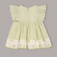 Aomi Cotton Smocked Flutter Sleeve With Bow Detail & Cotton Lining Dress - Green