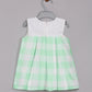 Aomi cotton blend Sleeveless Embroidered Yoke With Blue Check Pattern & Cotton Lining Dress - Green