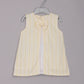 Aomi cotton mixes Sleeveless Striped With Bow Detail & Front Button Placket Dress - Yellow