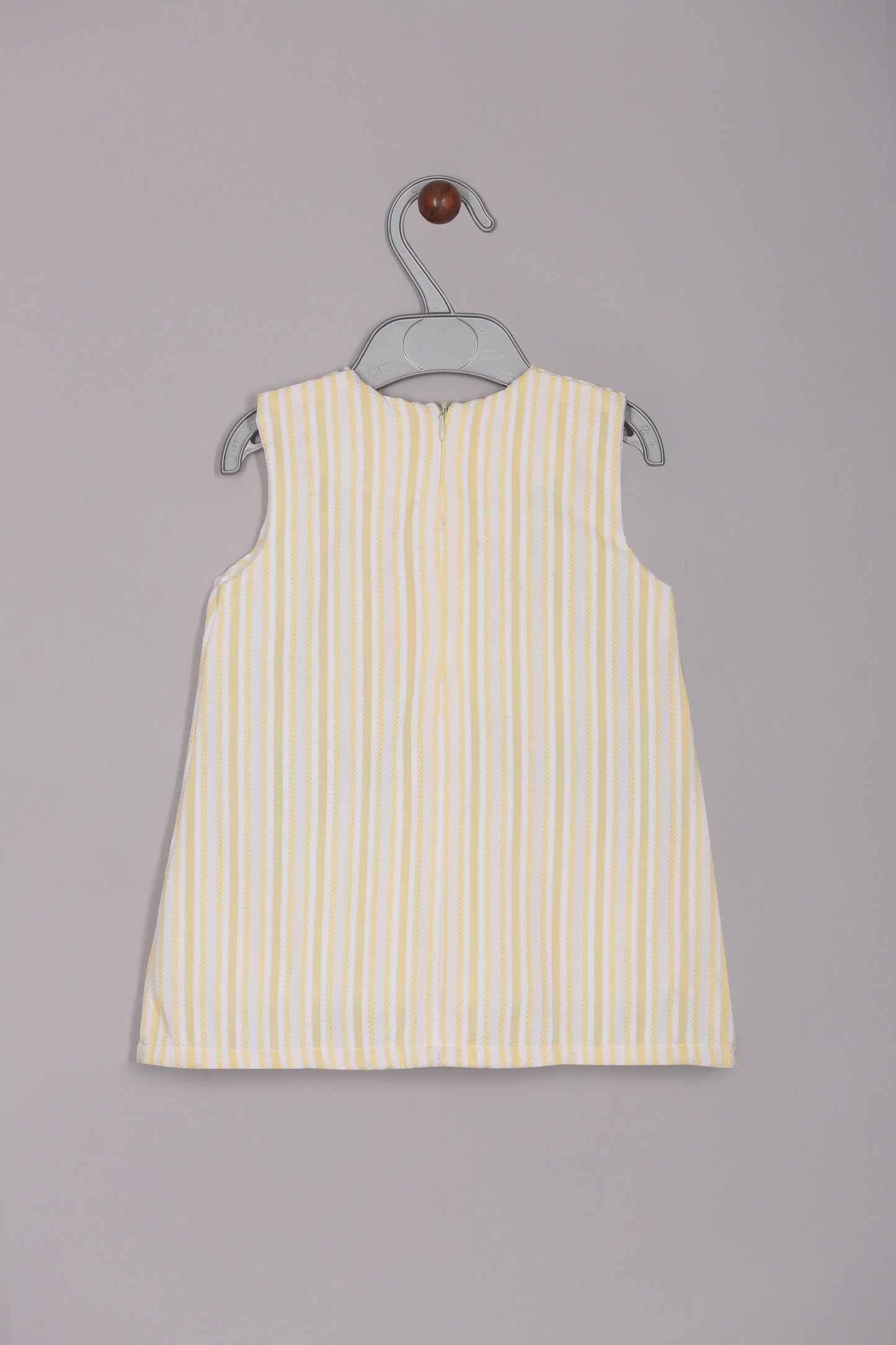 Aomi cotton mixes Sleeveless Striped With Bow Detail & Front Button Placket Dress - Yellow