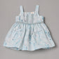 Aomi cotton blend Floral Leaf Print Sleeveless With Lace Waist Detail Dress - Blue