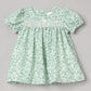 Aomi jute Heart Print Smocked Puff Sleeve With Bow Detail Dress - Green