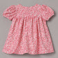 Aomi jute Heart Print Smocked Puff Sleeve With Bow Detail Dress - Coral