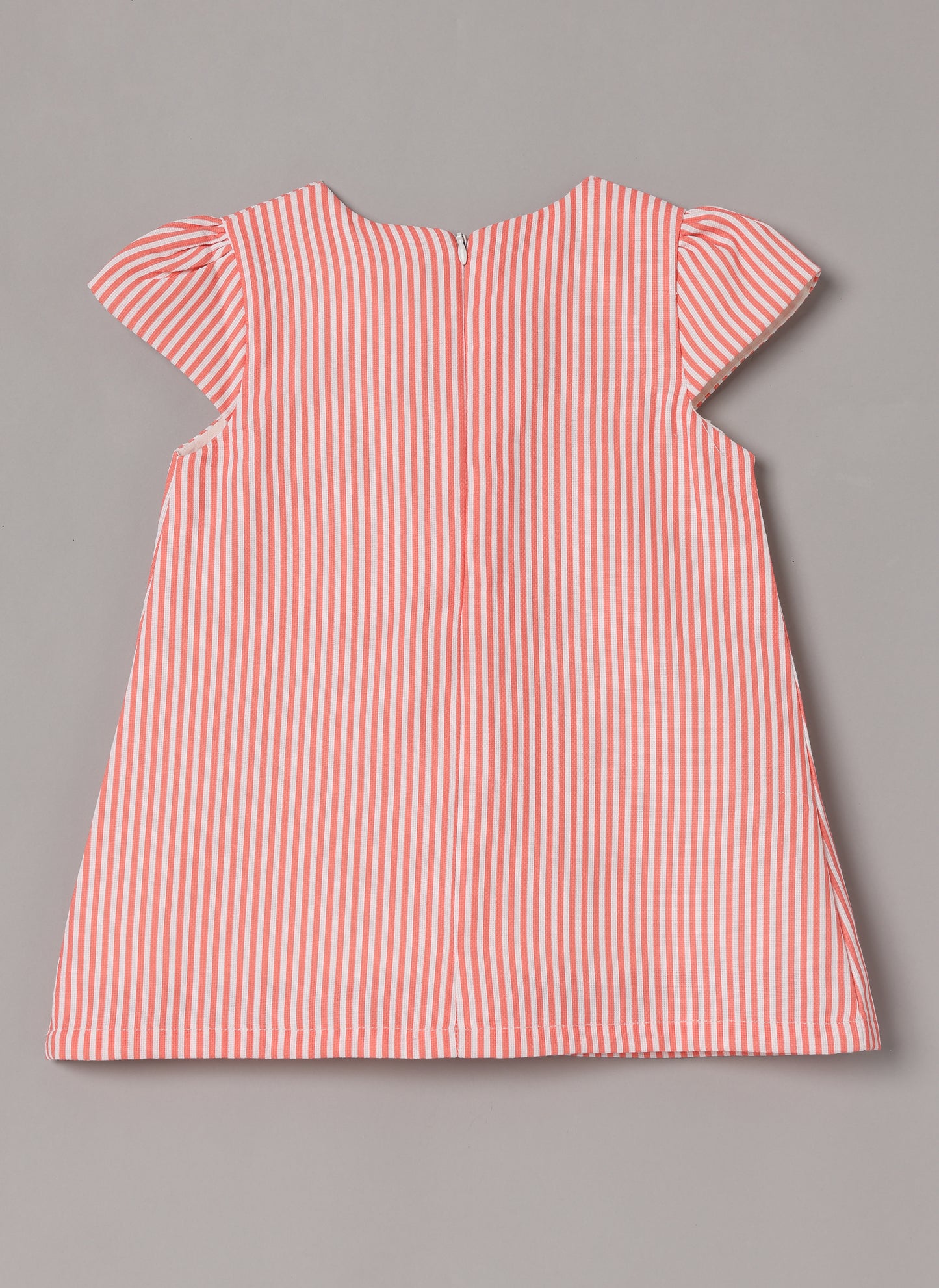 Aomi jute Striped ADress - Line Dress With Bow DetailDress - Coral