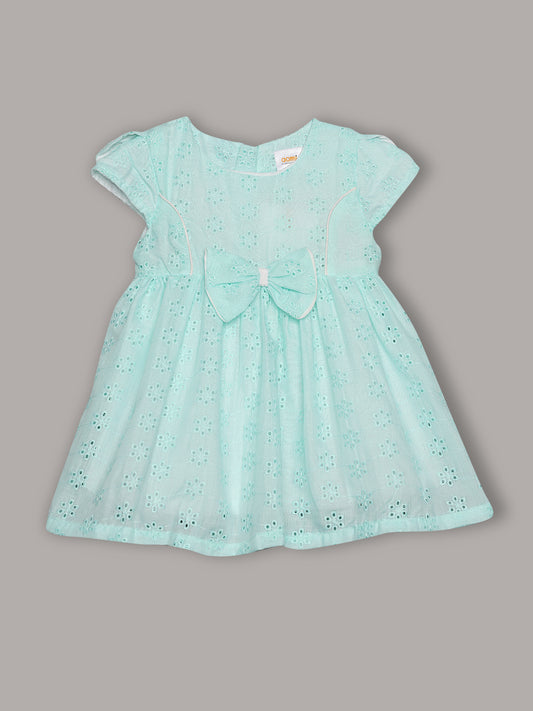 Aomi Cotton blend Cotton Eyelet Embroidered Cap Sleeve With Bow Detail & Cotton Lining Dress - Green