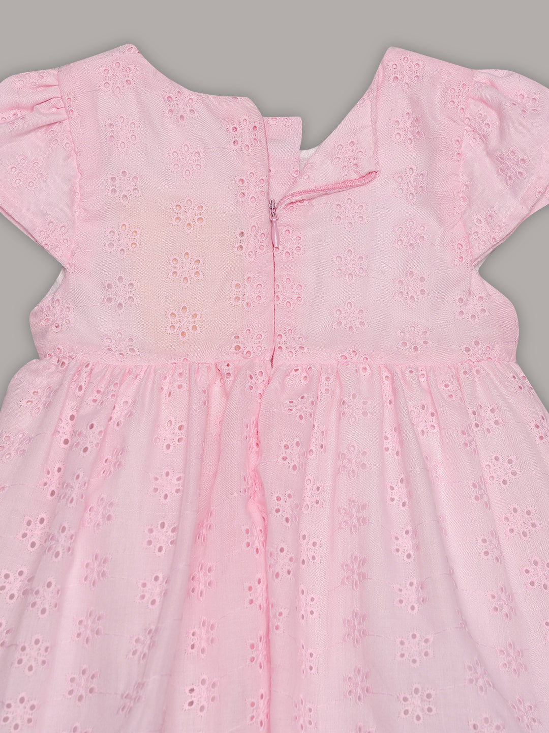 Aomi Cotton blend Cotton Eyelet Embroidered Cap Sleeve With Bow Detail & Cotton Lining Dress - Pink