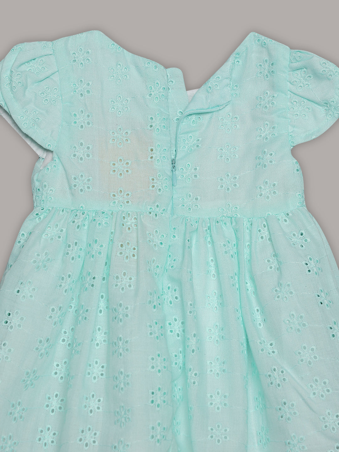Aomi Cotton blend Cotton Eyelet Embroidered Cap Sleeve With Bow Detail & Cotton Lining Dress - Green