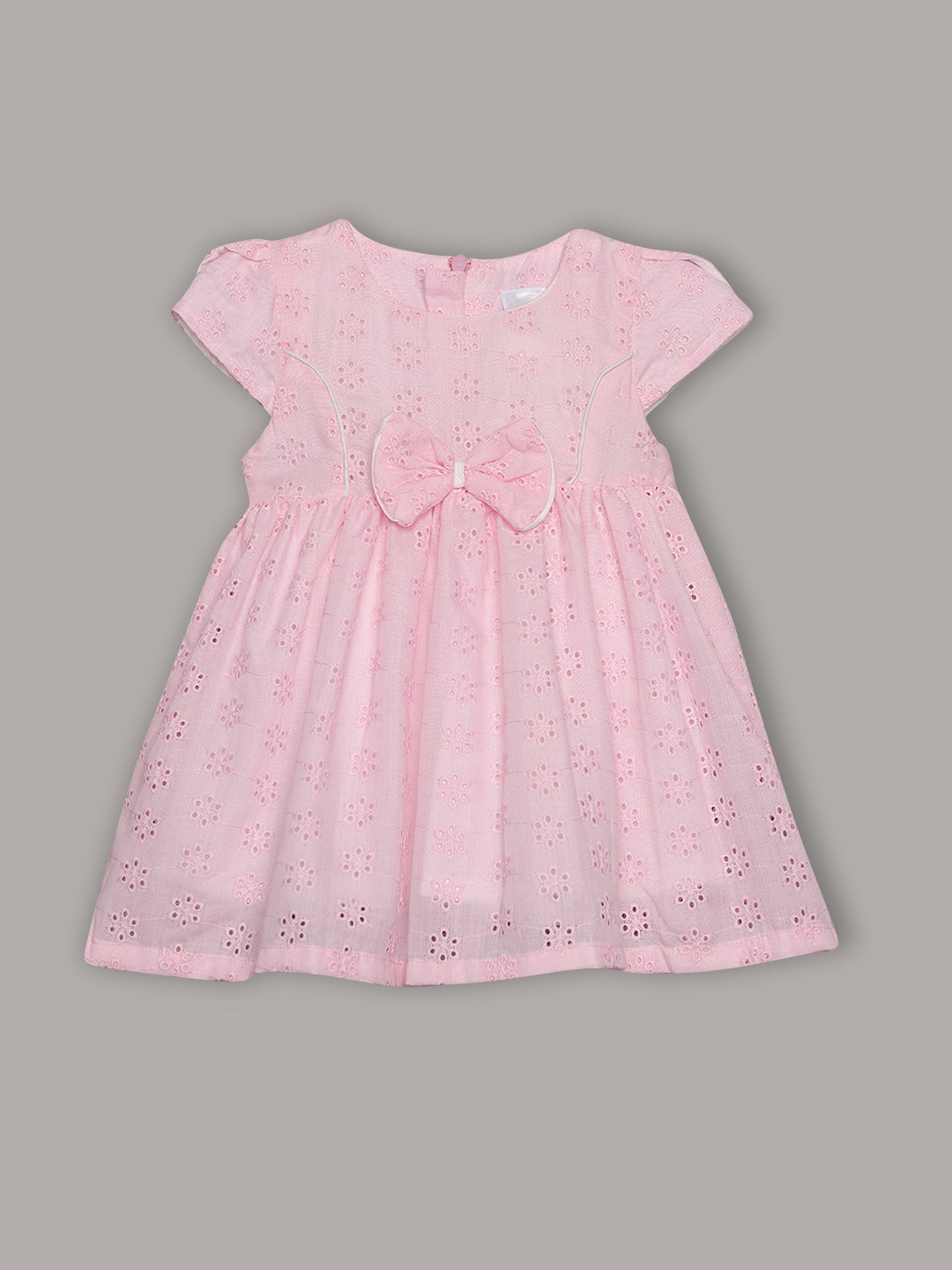 Aomi Cotton blend Cotton Eyelet Embroidered Cap Sleeve With Bow Detail & Cotton Lining Dress - Pink