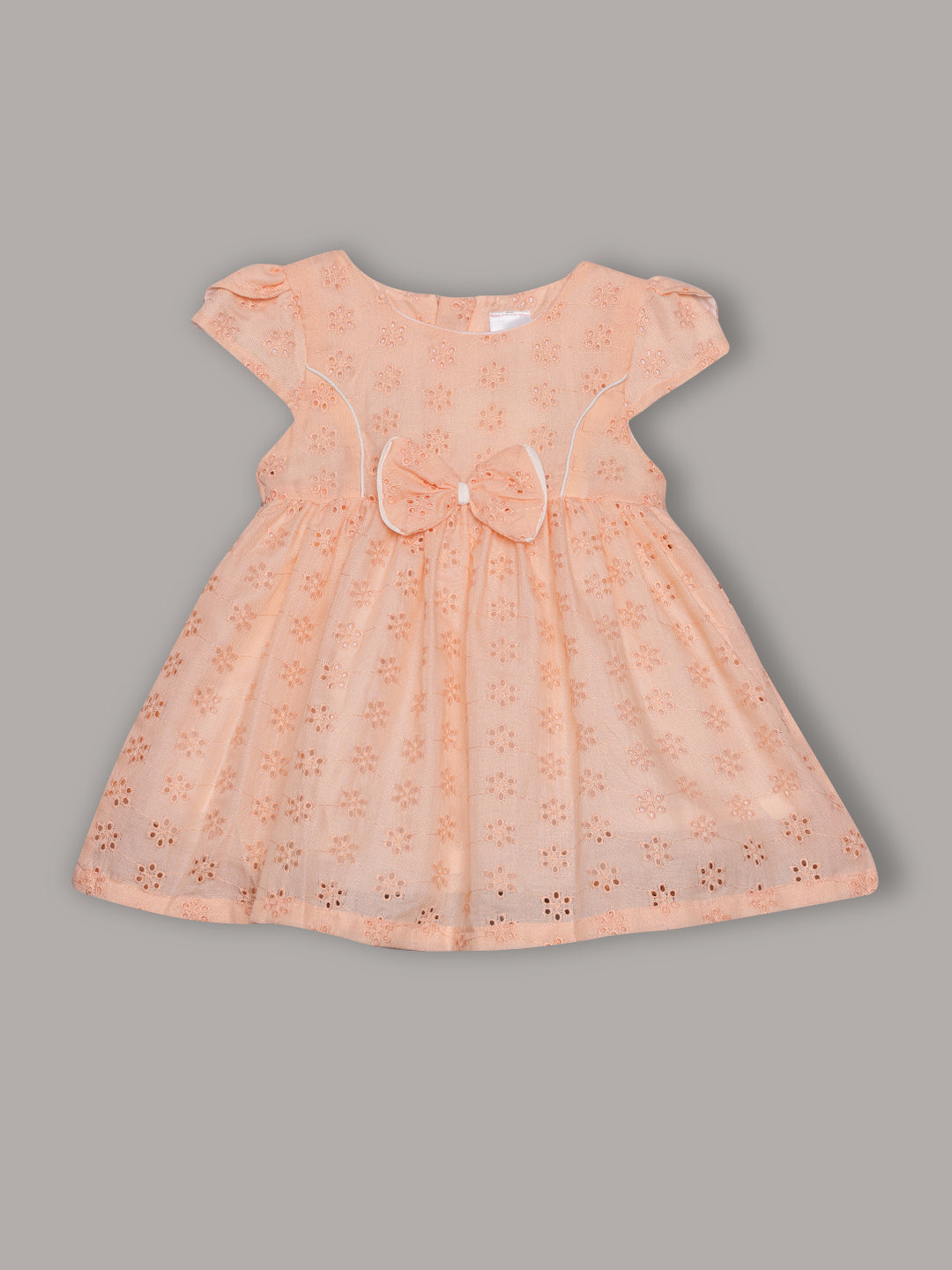 Aomi Cotton blend Cotton Eyelet Embroidered Cap Sleeve With Bow Detail & Cotton Lining Dress - Orange