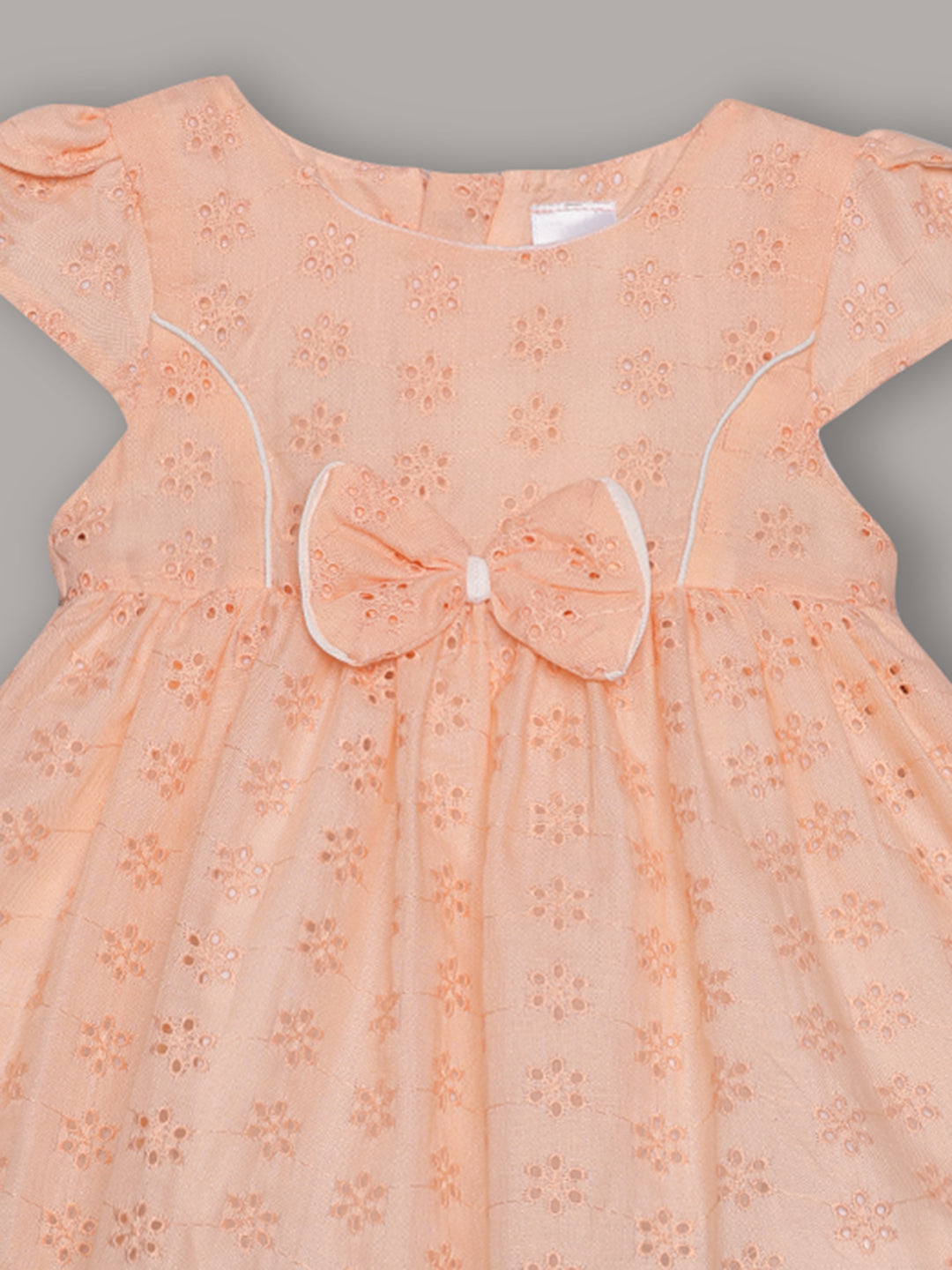 Aomi Cotton blend Cotton Eyelet Embroidered Cap Sleeve With Bow Detail & Cotton Lining Dress - Orange