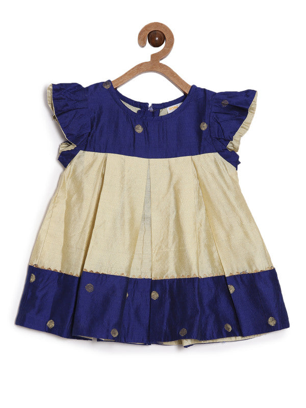 Polysilk Ethnic Infant Dress With Buttis