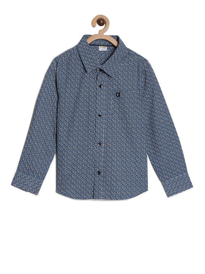 Cotton Full Sleeved Boy's Formal Shirt, Blue