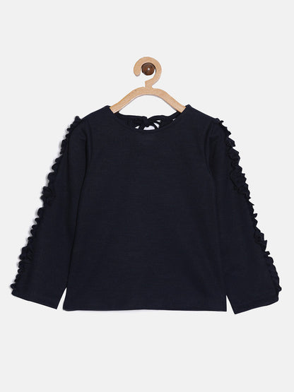 aomi Knit Girls Party Top, Navy