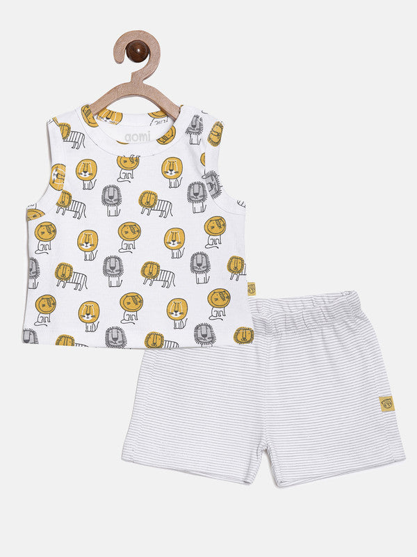 Infant Boys Lion Print Vest and Shorts Set