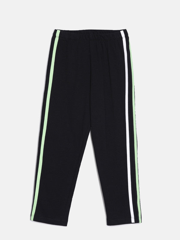 aomi Cotton Track Pants with Laid on Stripes, Black