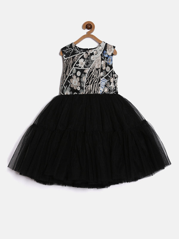 Embroidered Ruffle Skirt Party Dress