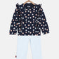 aomi Cotton Infant Girls Floral Print Top and Pant Set, Navy