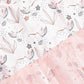 aomi Taffeta Girls Printed Sleeeveless Dress with Tulle Overlay, Peach