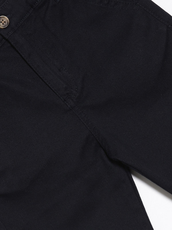Boys Cotton Twill Solid Navy Colured Chinos