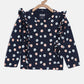 aomi Cotton Infant Girls Floral Print Top and Pant Set, Navy