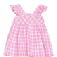 aomi Cotton Girls Casual Dress with Flutter Sleeves, Pink