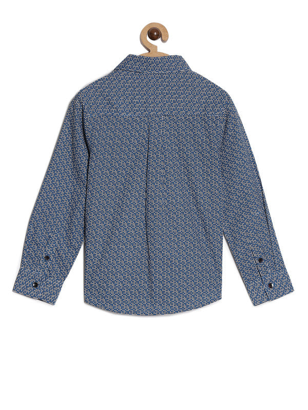Cotton Full Sleeved Boy's Formal Shirt, Blue