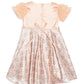 aomi Satin Party Dress with Ruffles on Sleeve,Peach