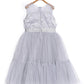 aomi Tulle Fancy Girls Party Gown with Flower Accessories ,Grey