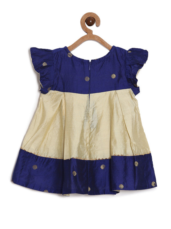 Polysilk Ethnic Infant Dress With Buttis