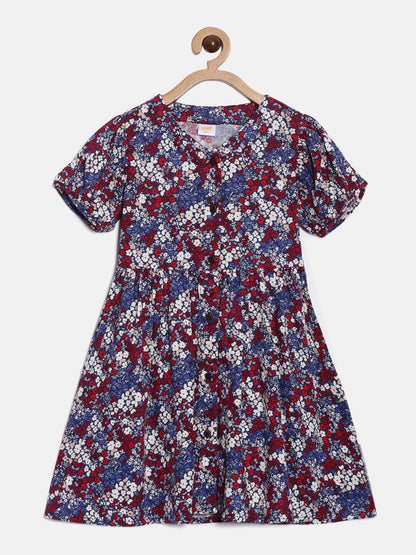 Girls Cotton Dress in a  Floral Print